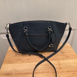 Coach Blue Pebble Leather Satchel Handbag